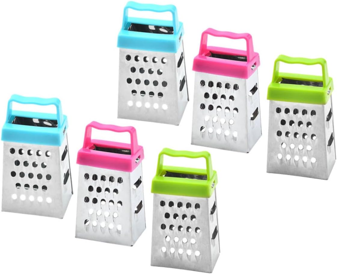 PRETYZOOM Mini Stainless Steel Cheese Grater Box with Non-Slip Handle Multipurpose Hand Grater for Cheese Garlic Ginger and Vegetable Slicing Compact 2.63 Inch Kitchen Shredder Set of 30