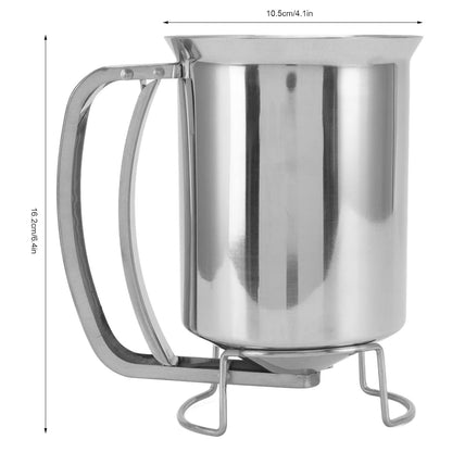 Pissente Pancake Batter Dispenser Handheld Stainless Steel Pancake Dispenser for Baking Cupcakes Muffins, 10.5x16.2cm