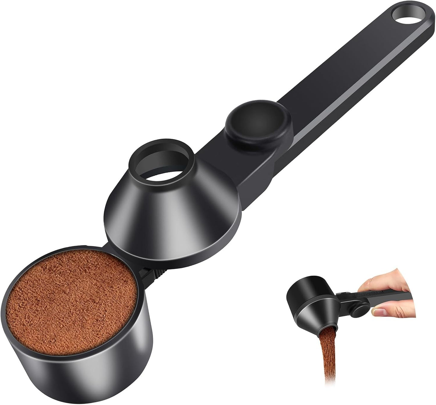 Coffee Scoop 2Tbsp & 51mm Espresso Tamper - BPA-Free PCTG Scoop Funnel, Fits K-Cups, Precise Measuring for Coffee/Protein/Powder/Hot Cocoa & Formula Dispensers (Black 1Pack)