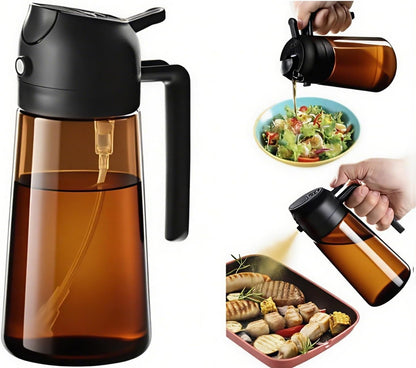 Olive Oil Sprayer for Cooking, 220ml Glass Oil Dispenser for Kitchen Gadgets, Food Grade Premium Spray Bottle, Continuous Spray with Portion Control, for Salad, Frying, BBQ (Black)