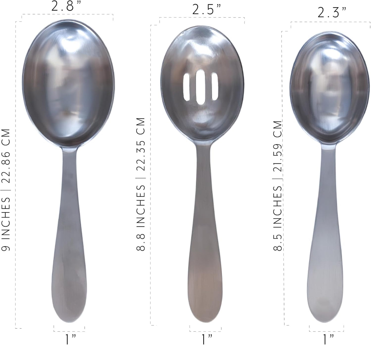 Darware Portion Control Serving Spoons Set (6pc) – Stainless Steel 1/4, 1/3, 1/2 Cup Sizes – Solid & Slotted Kitchen Utensils for Meal Prep, Cooking & Healthy Eating