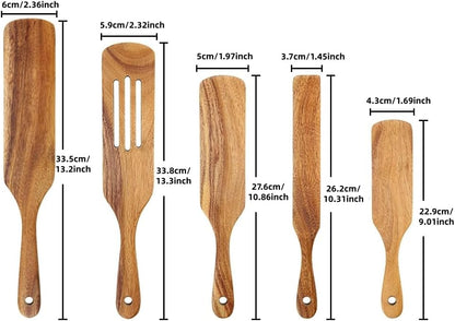 Skinny Spurtle for Sourdough Starter, Mixing,Reaching Bottom of Jars,Dough Whisk,Long Handle Wooden Spatula, Spurtles Kitchen Tools for NonStick Cookware