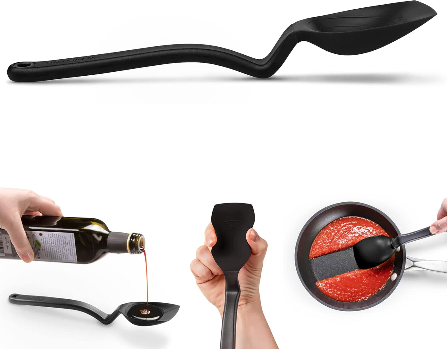 Dreamfarm Supoon Non-Stick Sit-Up Silicone Scraping, Serving, Cooking Spoon Measures 5ml Tsp & 15ml Tbsp - 11" Red