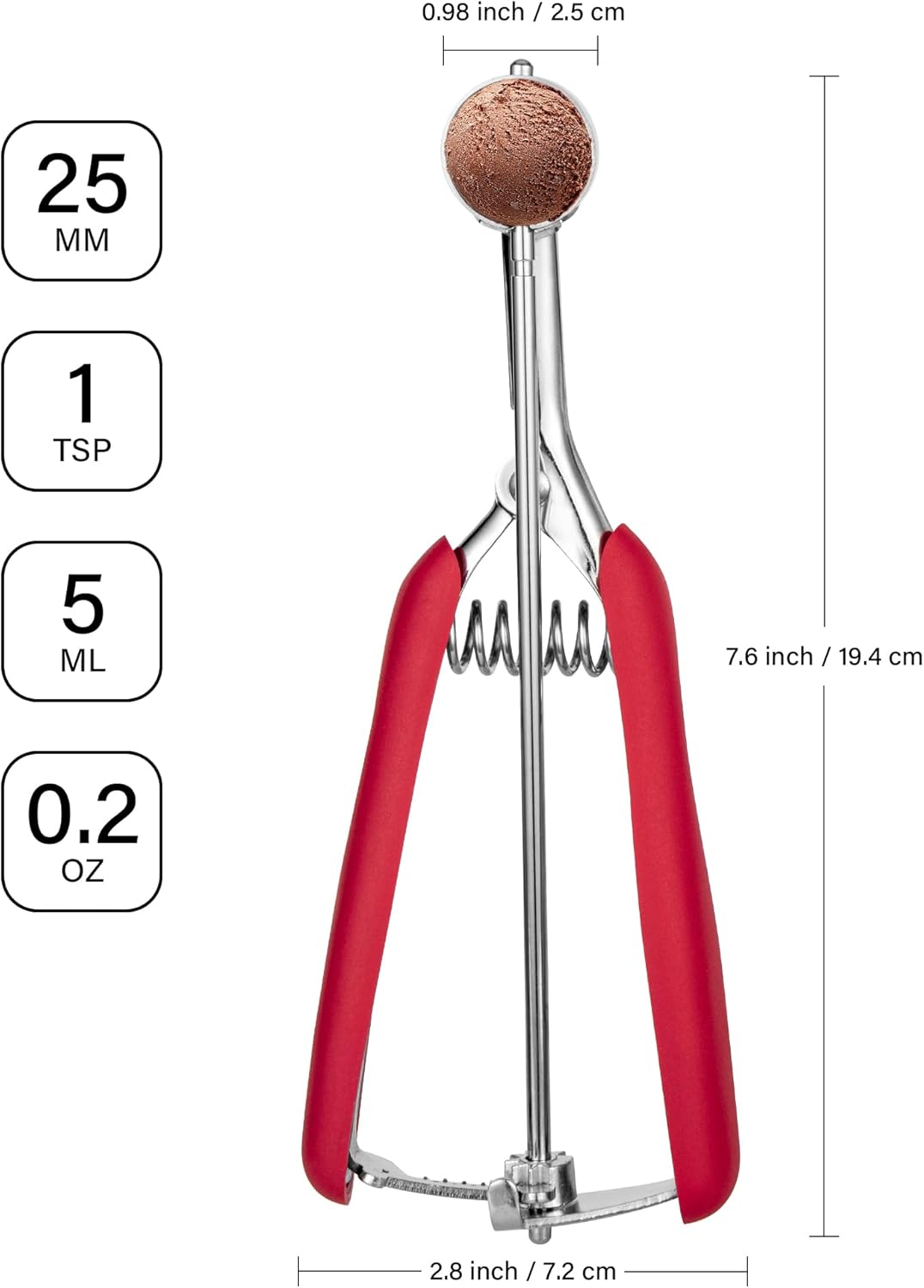 Cookie Scoop Set 1 Tablespoon, Size #60 Cookie Dough Scooper for Baking, 15 ml/0.5 oz Ice Cream Scoop, Acrylic Scoop, Comfortable Grip