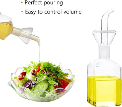 Olive Oil Pourer Olive Oil Vinegar Cooking Wine cotainer Salad Dressing Glass, Oil Bottle Vinaigrette Dispenser Drizzle Cruet 17oz Glass Oil Bottle for Kitchen