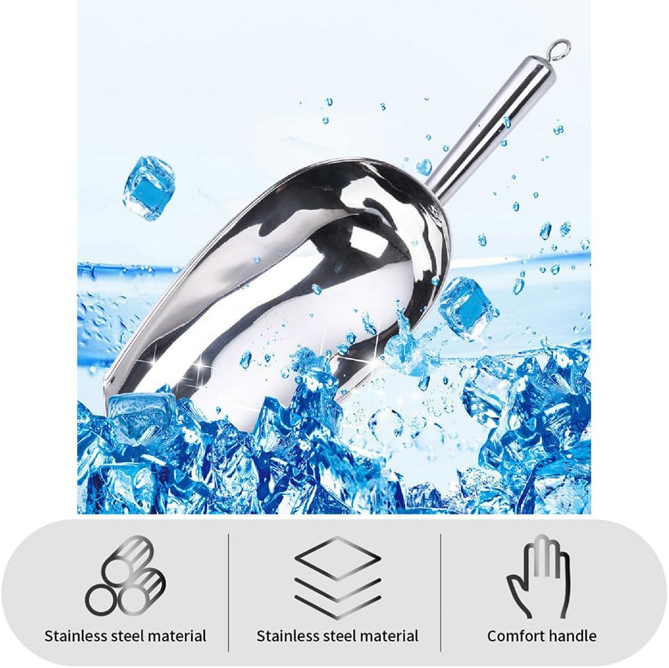 Set of 3 Ice Scoop, Plastic Kitchen Ice Scoop for Canisters or Ice Maker, Food Scoops for Canisters, Freezer, Flour, Dry Foods, Coffee Beans, Pop Corn, Pet Dog Cat Food (Blue)