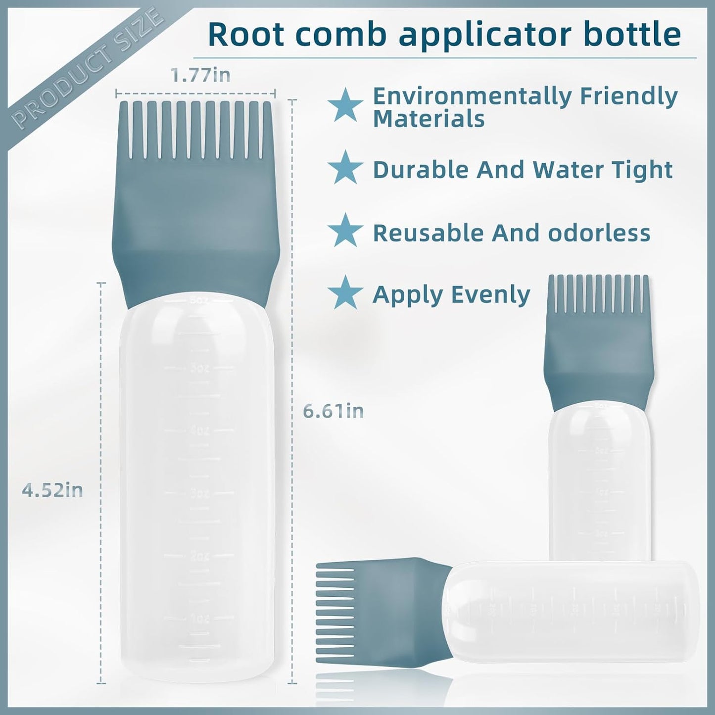 2Pack Root Comb Applicator Bottle - 6 Oz Hair Oil Applicator, Dye Bottle Tools with Oil Dispenser & Root Comb Brush - Pink