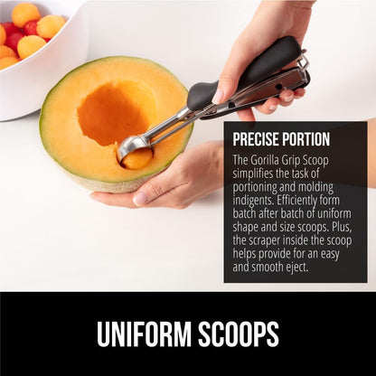 GORILLA GRIP BPA-Free 304 Stainless Steel Cookie Scoop, 1 TBSP Scooper #60, Soft Grip Handle, Easy Food Release, Create Even Portions, Multipurpose Kitchen Melon Baller, Meatball Spring Scoops, Mint