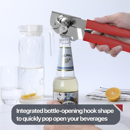 Commercial Can Opener, UHIYEE Hand Crank Can Opener Manual Heavy Duty with Comfortable Extra-long Handles, Oversized Knob, Large Handheld Can Open Easy for Big Cans, Black