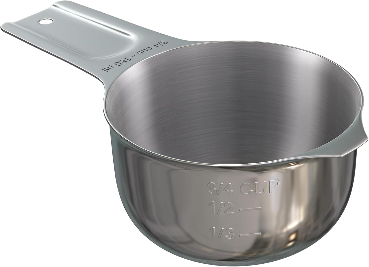 Color Up 2 Cup Measuring Cup, 480ml Stainless Steel Metal, Easy-Pour Spouts, Engraved Markings, Flat Base, Dishwasher Safe, for Dry and Liquid Ingredients