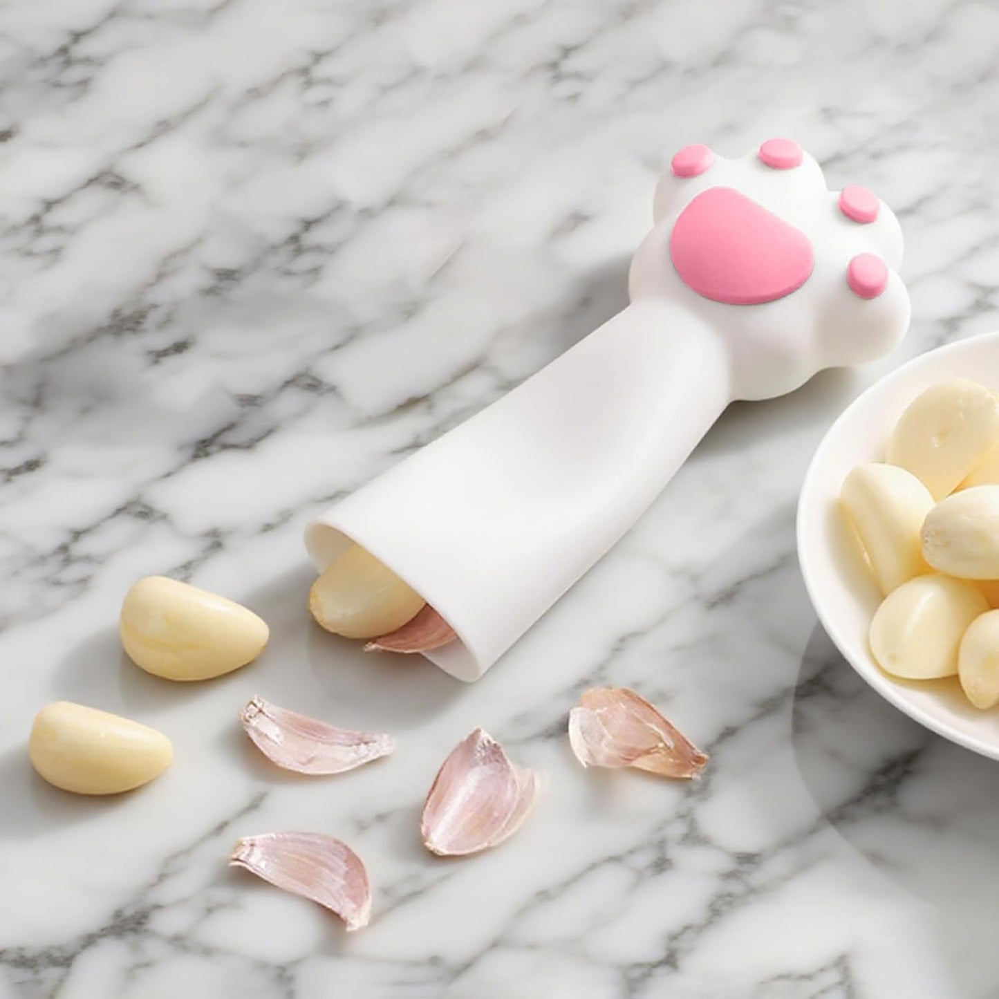 Garlic Peeler, Garlic Roller Peeling Tube Tool, Easy Quick to Peeled Garlic Cloves, Useful Kitchen Tool for Garlic (Grey+Pink)