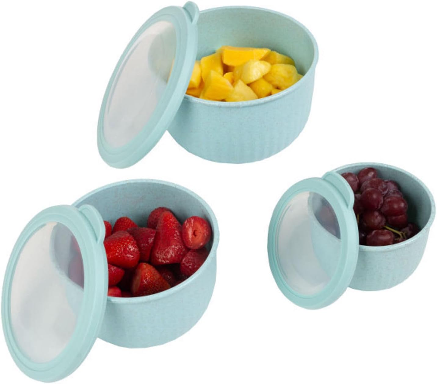 Set of 3 Bowls with Lids - Microwave, Freezer, and Fridge Safe Nesting Mixing Bowls - Eco-Conscious Kitchen Essentials by Classic Cuisine (Beige), S, M, L
