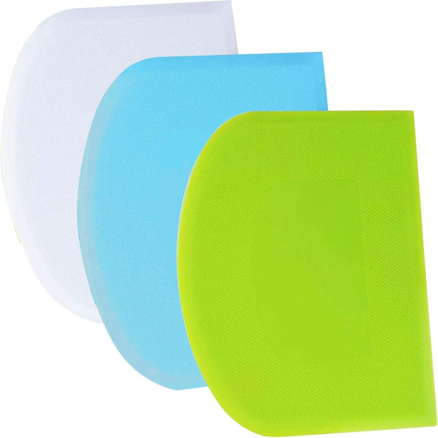 SURDOCA Dough Scraper Bench Scraper - 3P 4.7x3.7" Plastic Flexible Bowl Scraper, Sharp Edge & Angles Cake Scraper. Non-Slip Bakeware Decorating Tools Sculpting & Modeling Tools - Pure White - Colors B