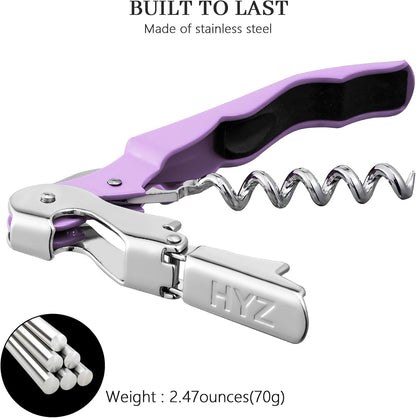 HYZ 2-Pack Wine Opener Waiter Corkscrew, Professional Wine Key for Servers, Bartender, with Foil Cutter, Manual Wine Bottle Opener Double Hinged (Black)