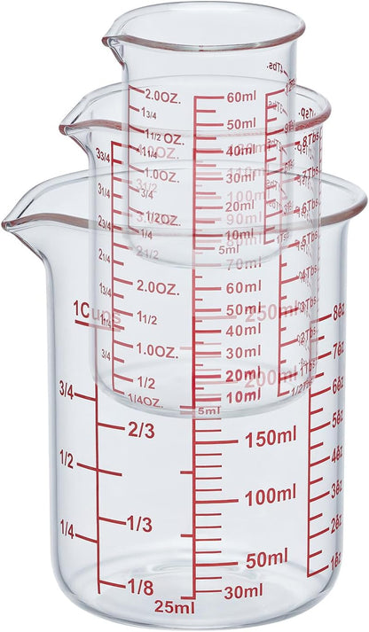 High Borosilicate Glass Measuring Cup-V-Shaped Spout，Glass Measuring Beaker for Kitchen or Restaurant, Easy to Read, 60 ML (2 Oz)-Pack of 2