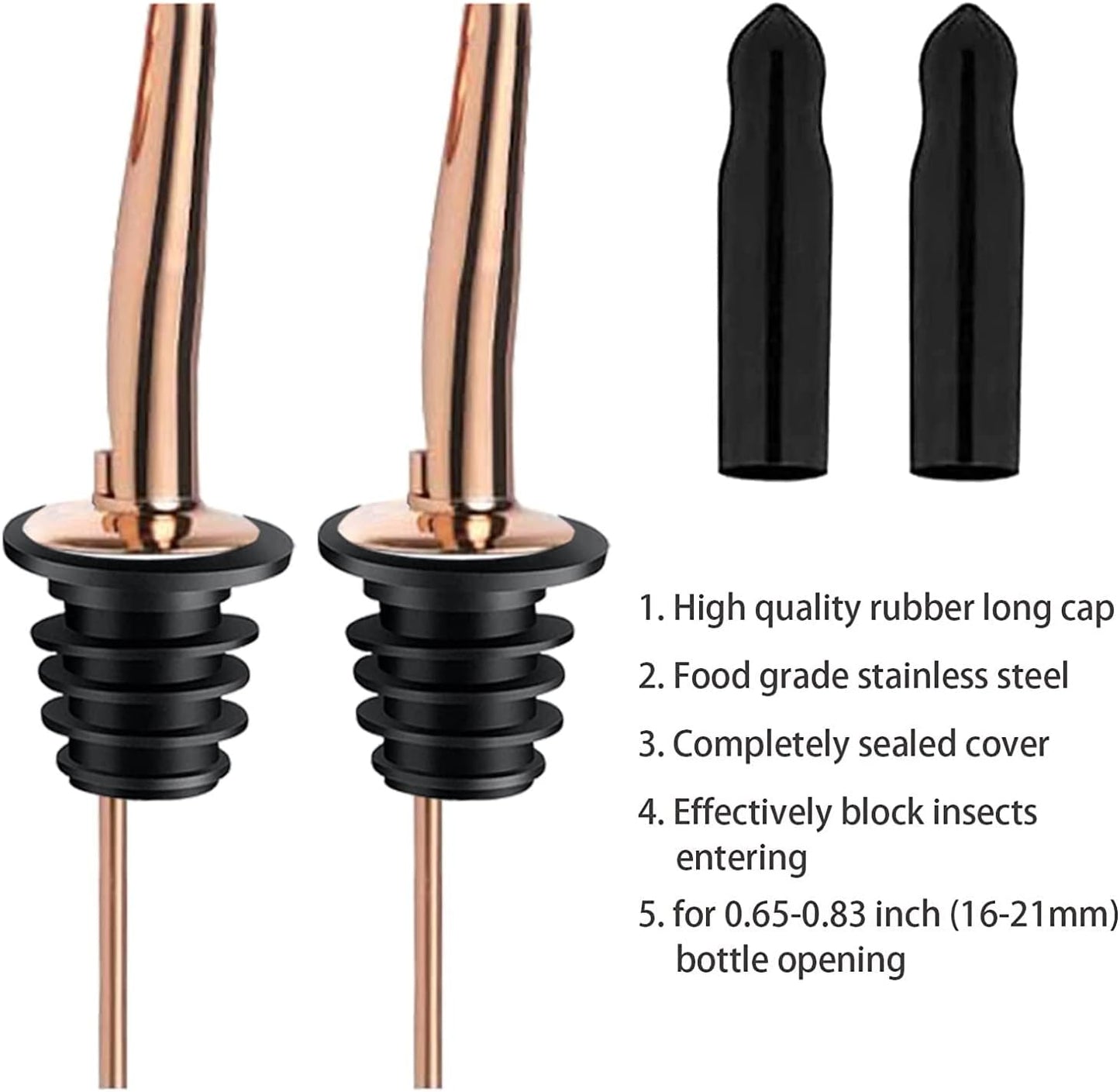 Pafusen 6 Pack Liquor Bottle Pourers, Liquor Pour Spout for Liquor Bottles, Stainless Steel Olive oil Dispenser Spout, Alcohol Pourer Spouts Dust Caps Covers Fixed, Sliver