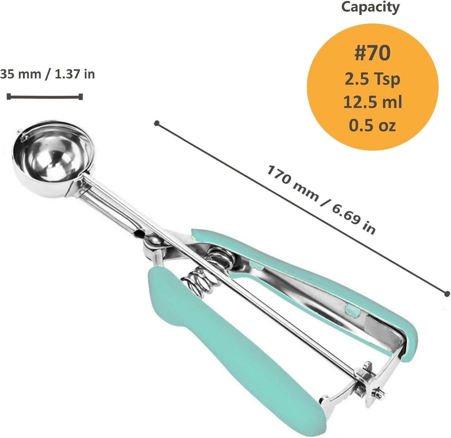 Cookie Scoop, Ice Cream Scoop, 1Tbsp/15 ml/0.5oz Cookie Scoops for Baking, 18/8 Stainless Steel Cookie Scooper for Baking, Ice Cream Scooper with Trigger Release, Cookie Dough Scoop with Non-slip Grip