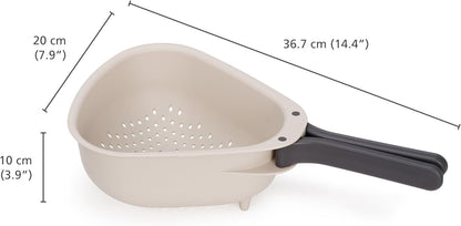 Joseph Joseph Droplet Compact Colander with Folding Handles, Space-Saving Design, Easy-Pour Corners, for Draining Vegetables, Pasta, Fruits