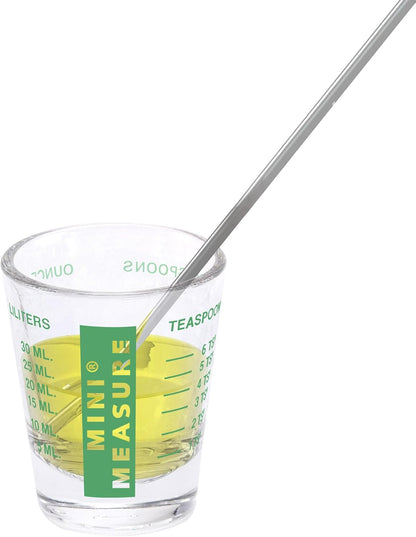 Kolder Mini Measure Heavy Glass, 20-Incremental Measurements Multi-Purpose Liquid and Dry Measuring Shot Glass, White