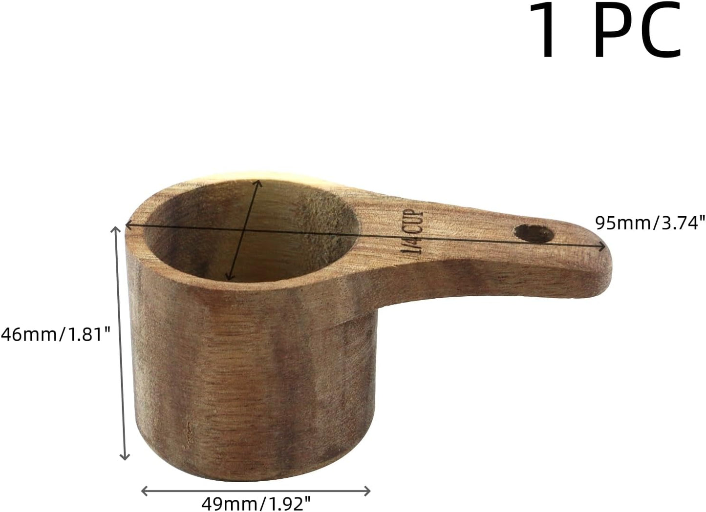 Oedema 2 Pcs Wooden Measuring Cup 1/4 Cup Mini Coffee Scoop Kitchen Measure Tool Measuring Spoon for Coffee Beans Tea