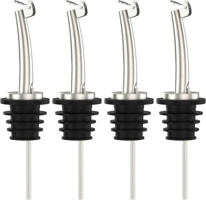 Axe Sickle 2 Pcs Oil Spout Liquor Bottle Pourer Spouts Stainless Steel Speed Pour Spouts Olive Oil Dispenser Spout for About 3/4" Bottle Mouth, with Flip Top