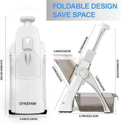 Mandoline Slicer for Kitchen, 6 in 1 Vegetable slicer, Potato Slicer with Thickness Adjuster,Faster Kitchen Slicer for Meal Prep (just Slice, With Peeler/Cleaning Brush, Mandolin)