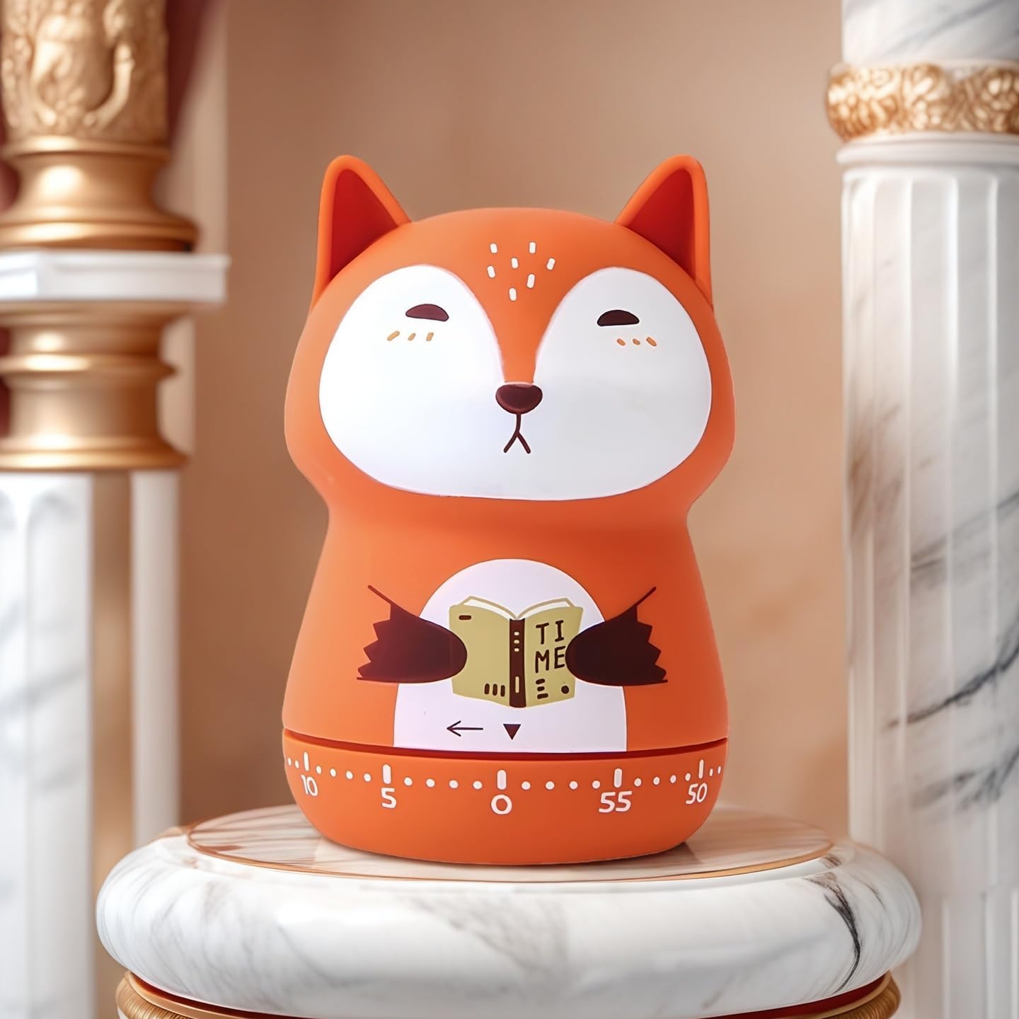 Mechanical Kitchen Timer,Cute,Novelty,60 Minutes Manual Countdown,Kitchen Classroom Learning Cooking (Orange Fox)