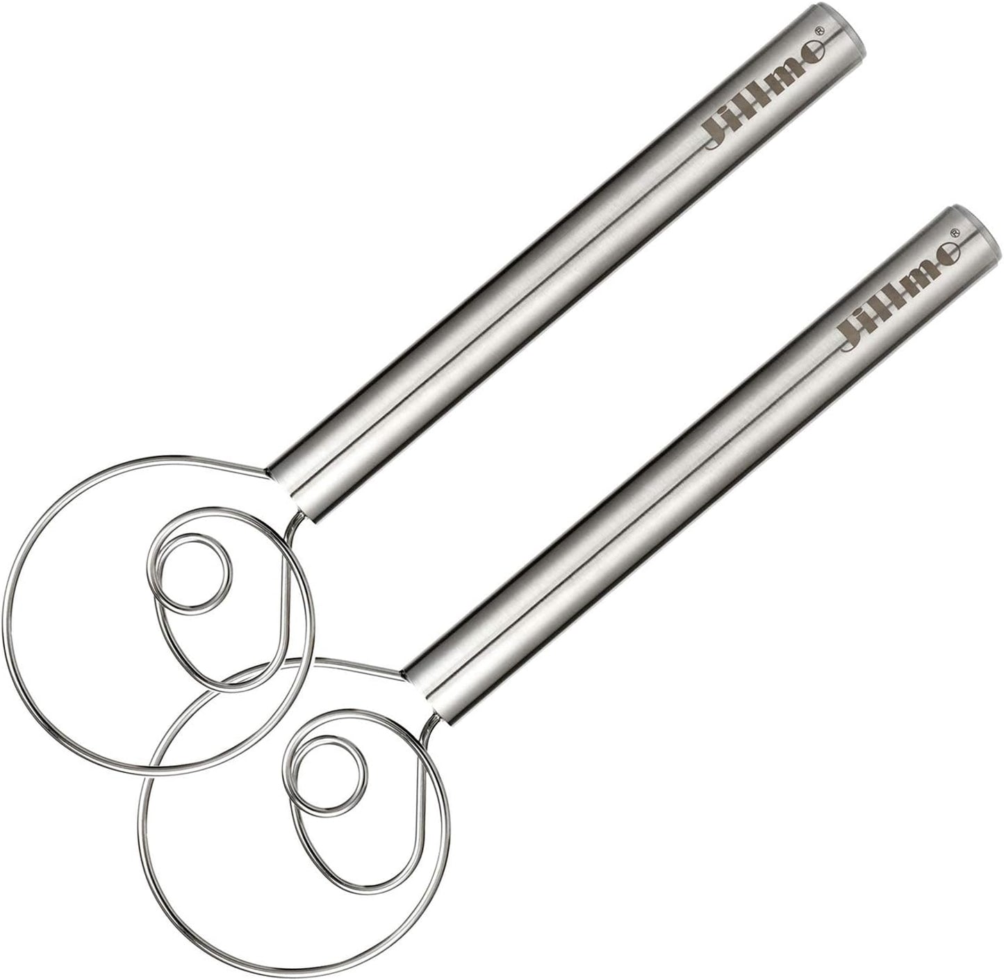 Jillmo Danish Dough Whisk, 12inch Stainless Steel Bread Whisk