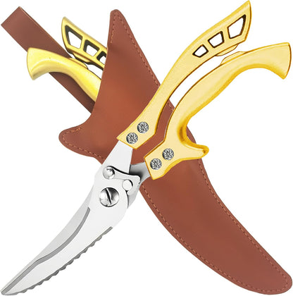 ANDONG Upgrade Heavy Duty Stainless Steel Kitchen Scissors - Professional Poultry Shears for Bone, Meat, Chicken, Fish, Turkey, Vegetables,Spring Loaded Multipurpose Ultra Sharp Utility Scissors