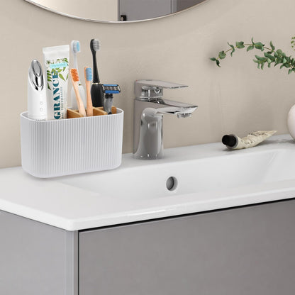 GFWARE Toothbrush Holders for Bathrooms, 5 Slots Bamboo Toothbrush Holder Kids Electric Toothbrush Holder and Toothpaste Holder for Bathroom Countertop Accessories Storage, Marble Toothbrush Organizer
