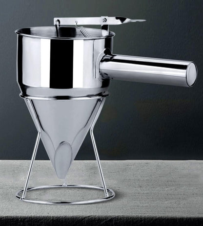 40.6oz / 1200ml, Pancake Batter Dispenser With Stand, Conical Batter Funnel With Squeeze Handle, Stainless Steel Batter Pourer For Baking, Cake, Desserts, Muffins