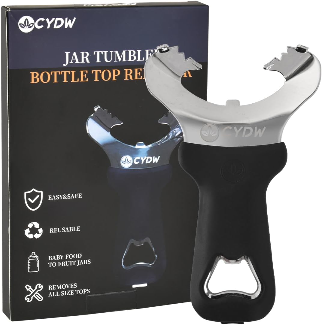 CYDW Mason Jar Opener Tool with Soft Touch Handle, No Lid Dents or Damage, Can Opener Manual Multi-Purpose, Easy Twist Manual Handheld Top Remover, Canning Supplies, Bottle Opener, Made for Lifetime