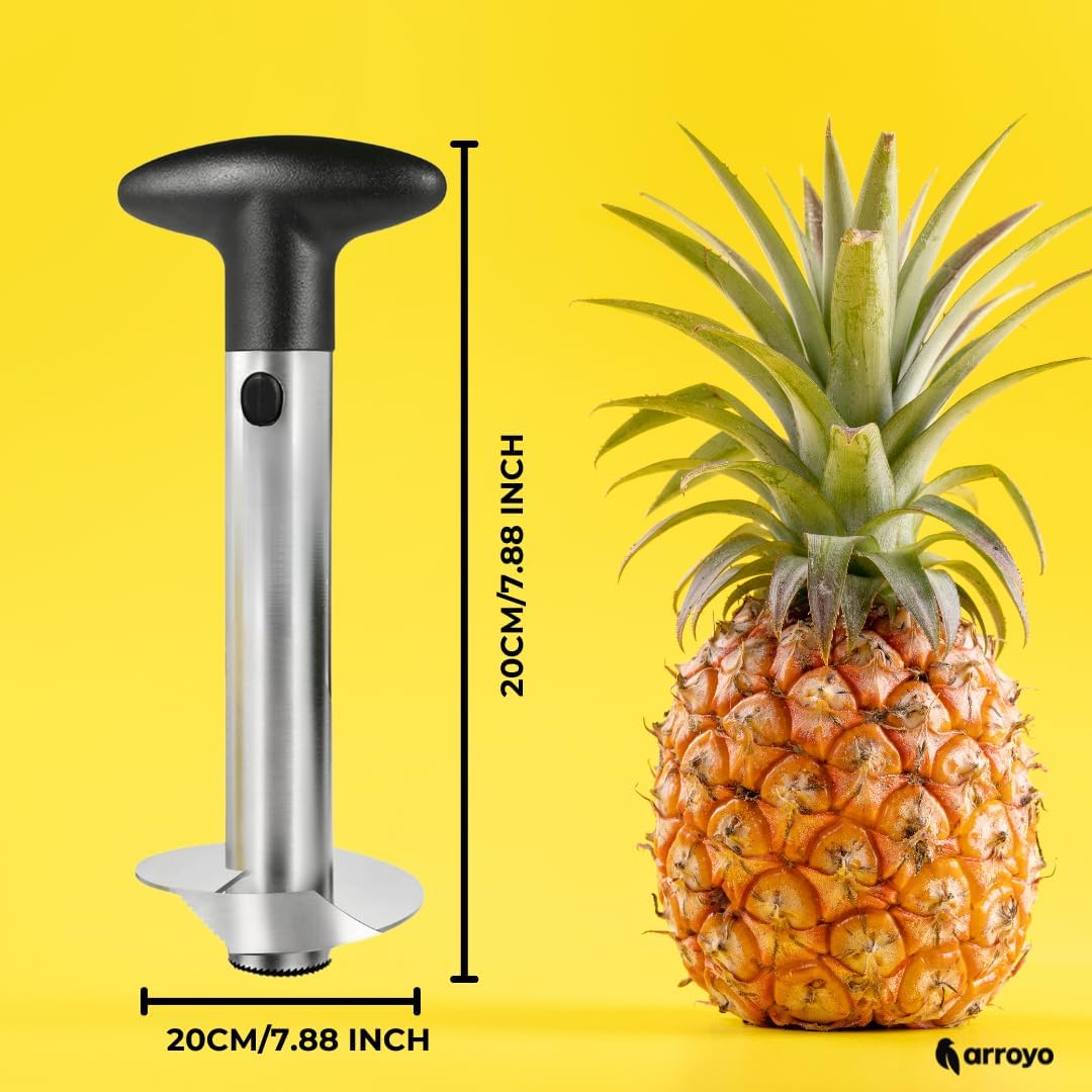 ARROYO Pineapple Corer, Upgraded, Reinforced, Thicker Blade, Premium Pineapple Corer Remover (Black)