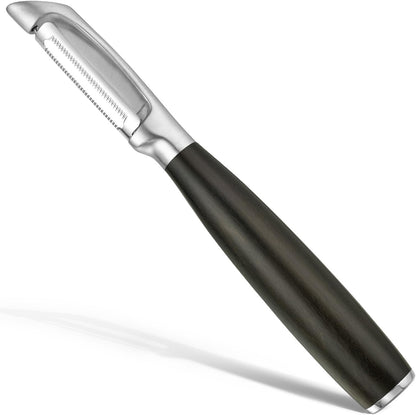 Serrated Blade Premium I Type 304 Stainless Steel Multifunctional Kitchen Peeler Real Wood Handle Ultra Sharp Blade Vegetable Potato Apple（Agarwood）