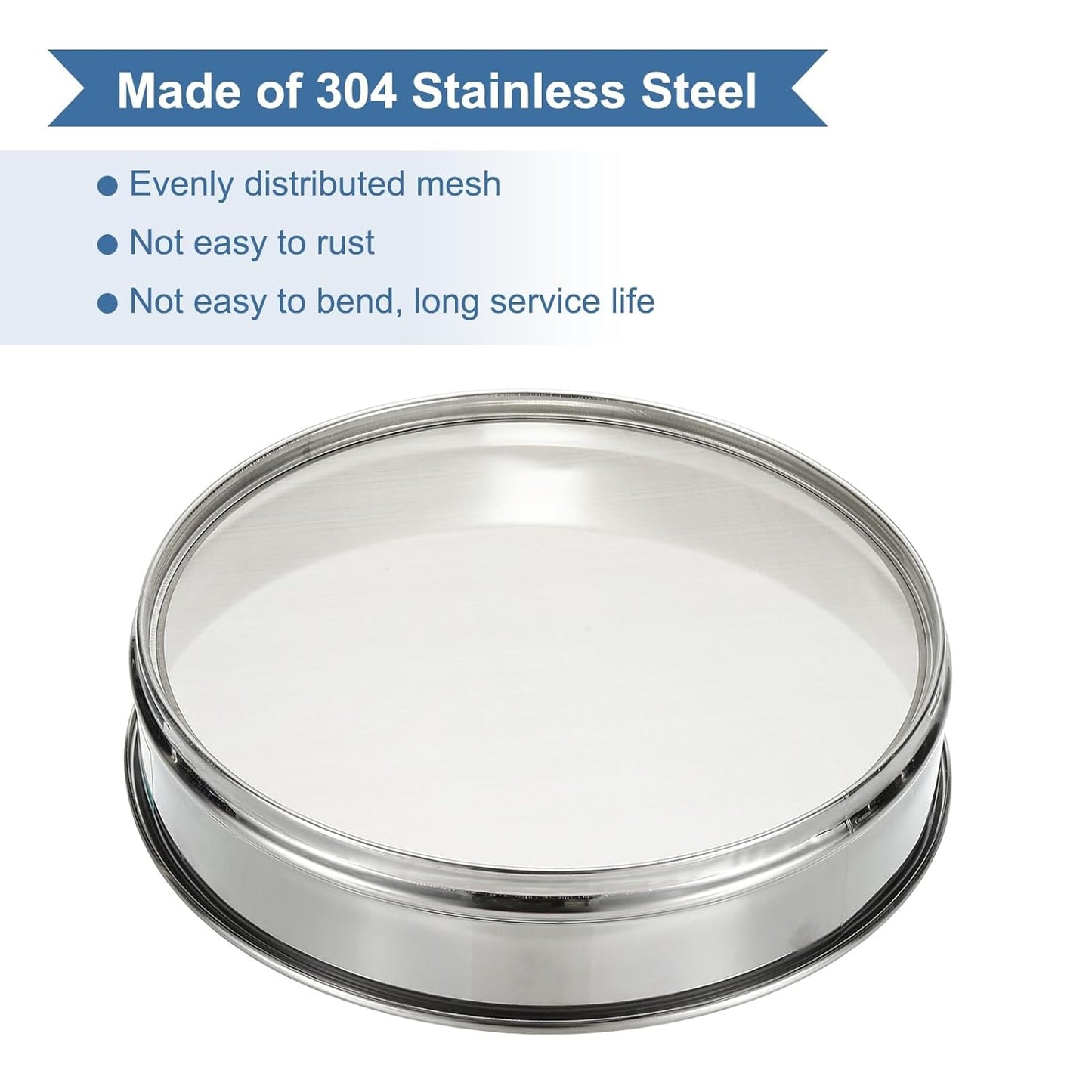 PATIKIL 10 Mesh(2mm) Lab Sieve, 11.8"(30cm) Diameter Sifting Screen 304 Stainless Steel Wire Cloth Fine Mesh Sieve for Industrial Laboratory Home Soil Sifter Dry Sift Screens Hash