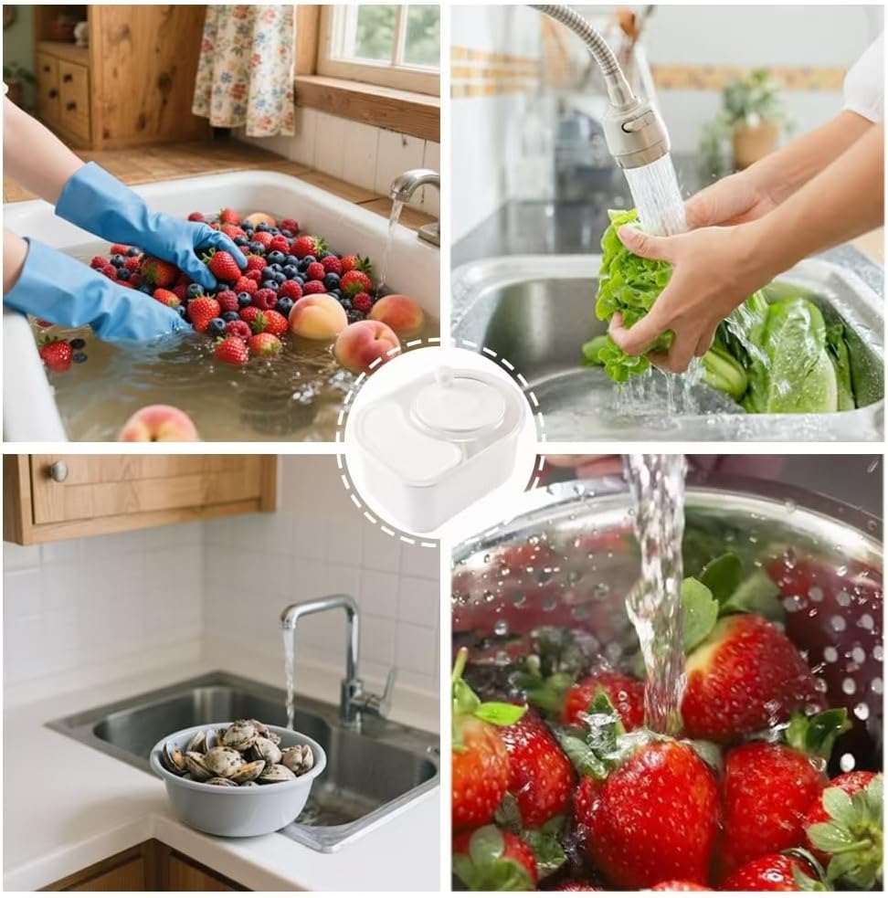Fruit Cleaner Spinner Efficient Bowl Washing Portable Washing Machine with Lid and Filter (White)