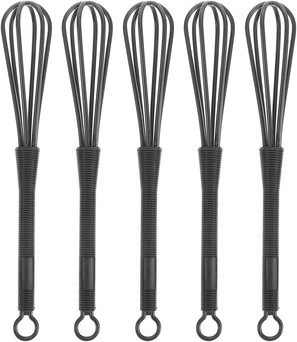 Housoutil Hair Dye Mixing Whisk Set, 5PCS Precision Small Plastic Whisks Hair Dye Color Mixing Hairdressing, Hairdressing Hand Mixer Tool for Even Color Cream Blending Salon and Home Use