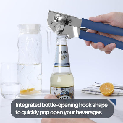 Commercial Can Opener, UHIYEE Hand Crank Can Opener Manual Heavy Duty with Comfortable Extra-long Handles, Oversized Knob, Large Handheld Can Open Easy for Big Cans, Black