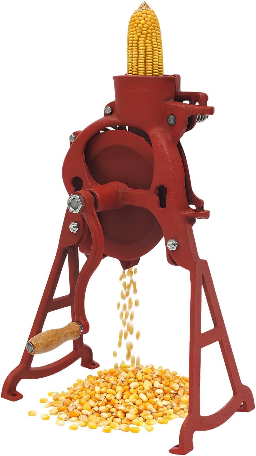 Corn Sheller Hand Crank, Cast Iron Corn Cob Thresher with Stand, Manual Quick Corn Cob Stripper Tool for Home Use, Heavy Duty Corn Cob Stripper for Small Farm and Household Usage