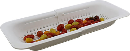 Over-the-Sink Expandable Colander – BPA-Free Collapsible Plastic Strainer for Fruits, Vegetables, Pasta & Dishes – 14.25" to 19.5" Adjustable Sink Basket – Black