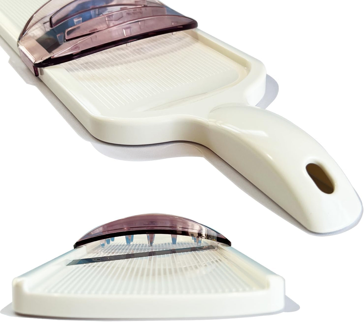 Mandoline Wide Cabbage Slicer 4.7 inches Pink, Julienne Thickness: 0.04 inch (1 mm), with Safety Holder, Made in Tsubame Japan (Pink)