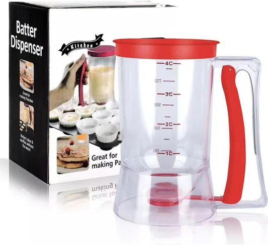 Pancake Batter Dispenser,4 Cup Cupcake Batter Dispenser Pancake Waffl Mix Dispenser Cream Separator with Measuring Label