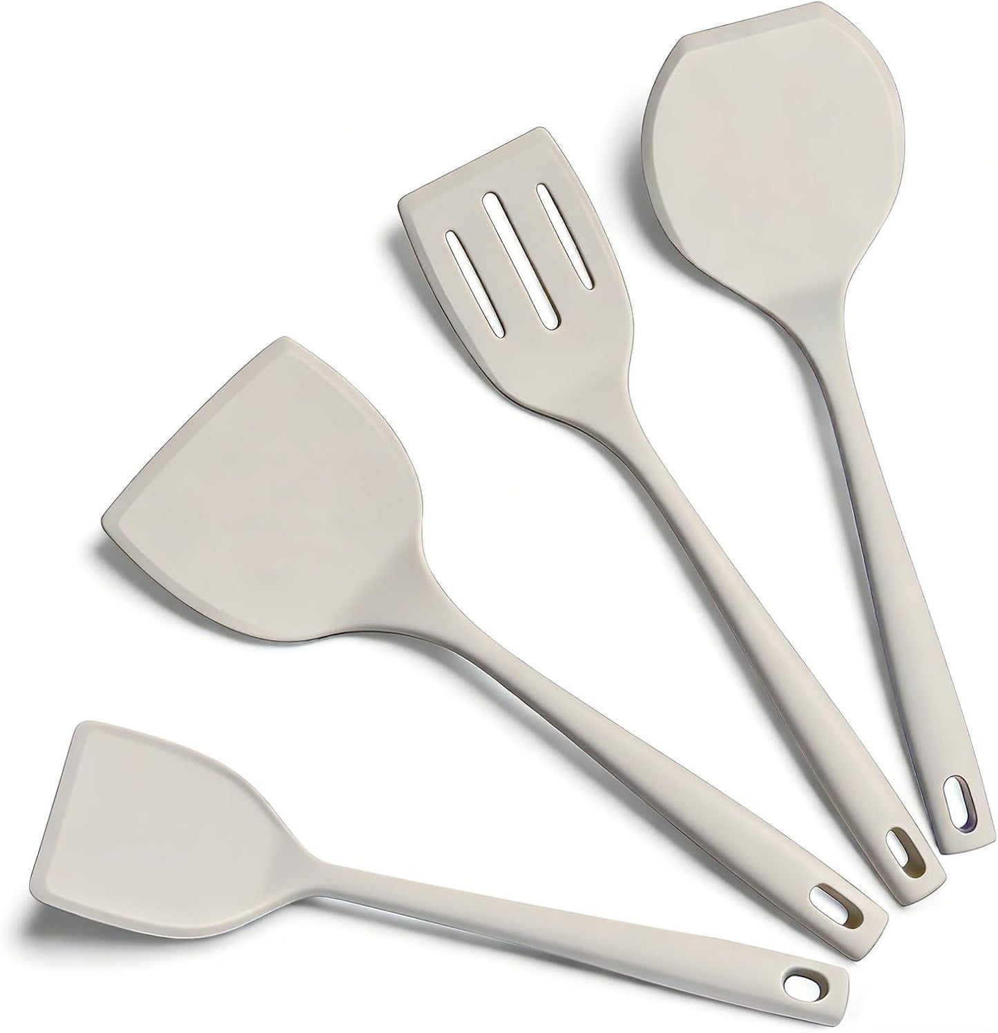 Silicone Spatula Turner Set, 600°F High Heat Resistant Spatulas for Cooking, BPA Free, Large Flexible Kitchen Utensils Flipping Eggs, Pancakes, Fish, Burgers, Dishwasher Safe (4 Pack, Black)