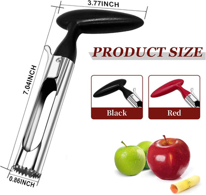 Apple Corer Tool, Stainless Steel Apple Corer Remover, Apple Core Remover, 2-in-1 Apple Corer and Slicer with Easy Push Core Release, Ergonomic Non-Slip Handle, Dishwasher Safe