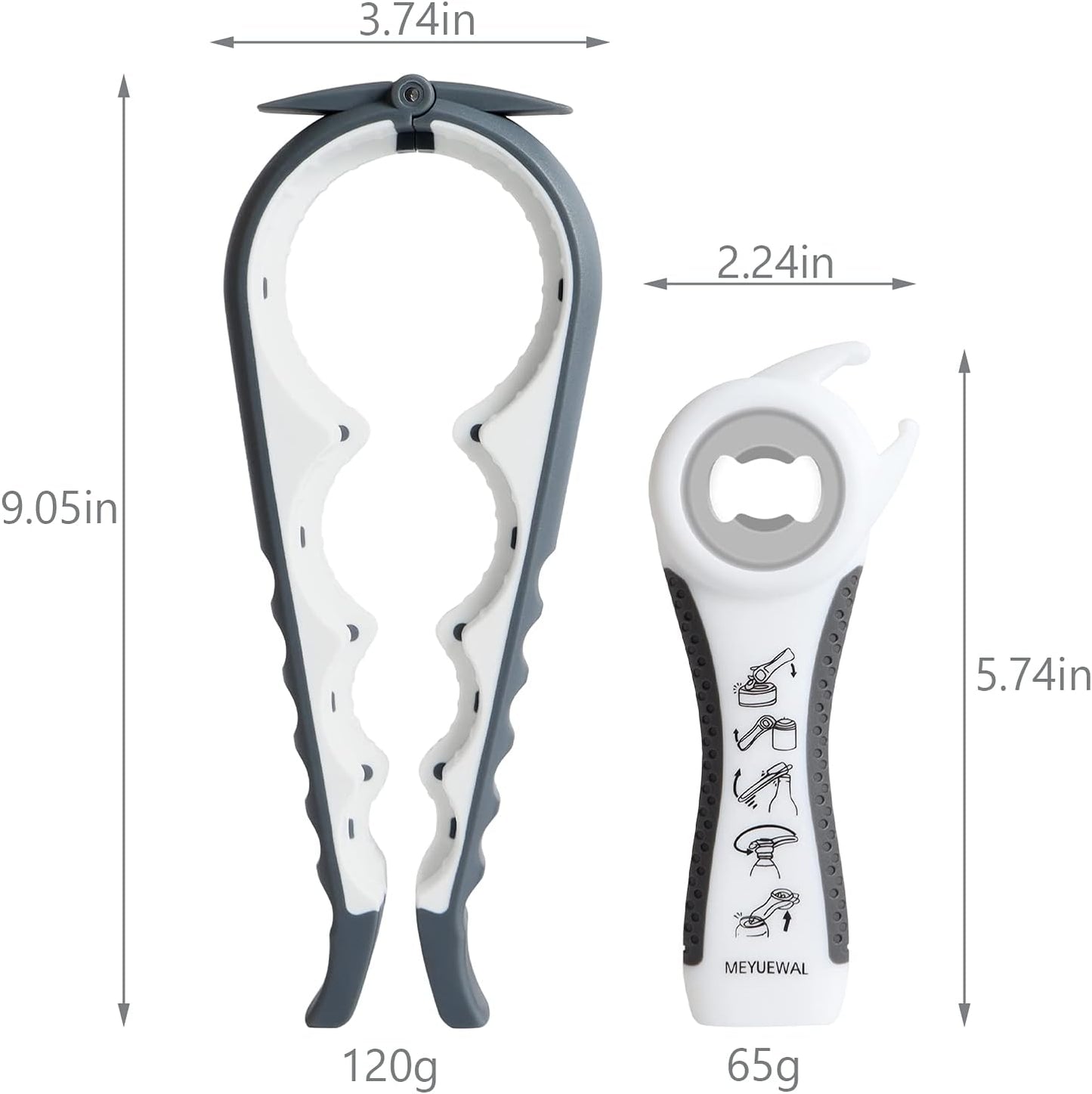 Jar Opener, 5 in 1 Multi Function Can Opener Bottle Opener Kit with Silicone Handle Easy to Use for Children, Elderly and Arthritis Sufferers (Apple Red）