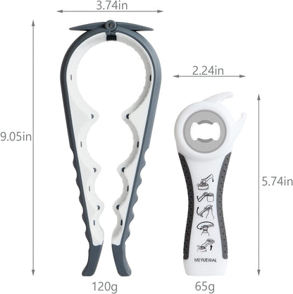 Jar Opener, 5 in 1 Multi Function Can Opener Bottle Opener Kit with Silicone Handle Easy to Use for Children, Elderly and Arthritis Sufferers (Apple Red）