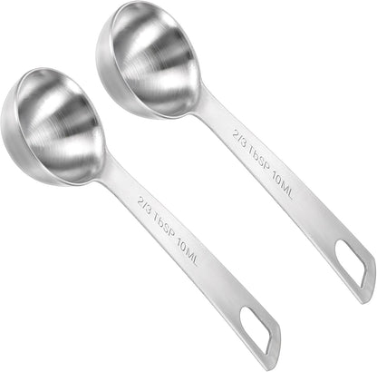 2 PCS Measuring Spoons Tablespoon Measuring Spoon 1/6 Tbsp (1/2 tsp | 2.5 ml | 2.5 cc | 1/12 oz) Mini Spoons Stainless Steel Measuring Spoons for Kitchen Cooking Spoon(Silver)