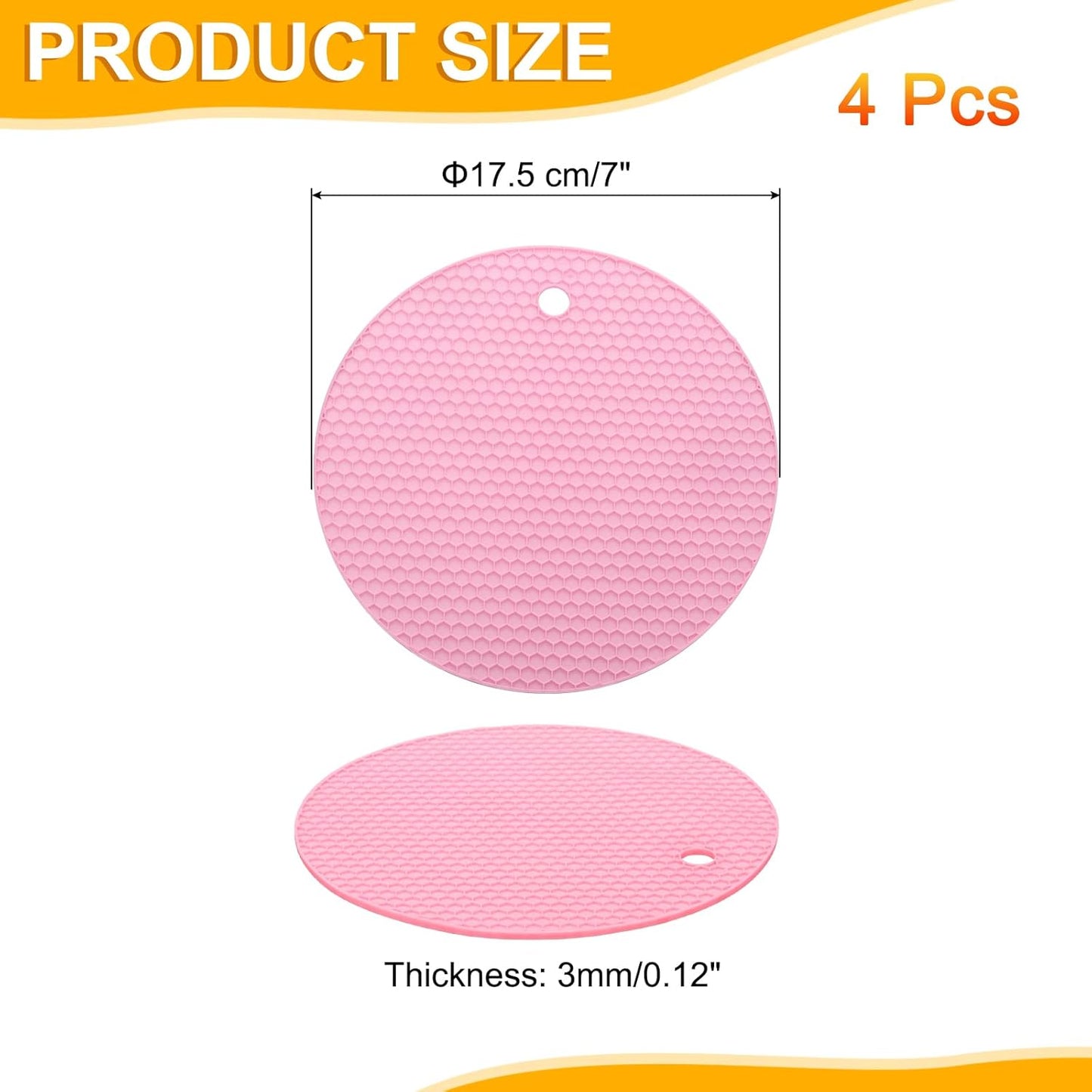 uxcell 4pcs Silicone Jar Opener Pads, 17.5cm/7" Texture Can Opener Multipurpose Round Bottle Lid Opener Non-Slip Coasters for Weak Hands Seniors Children, Black