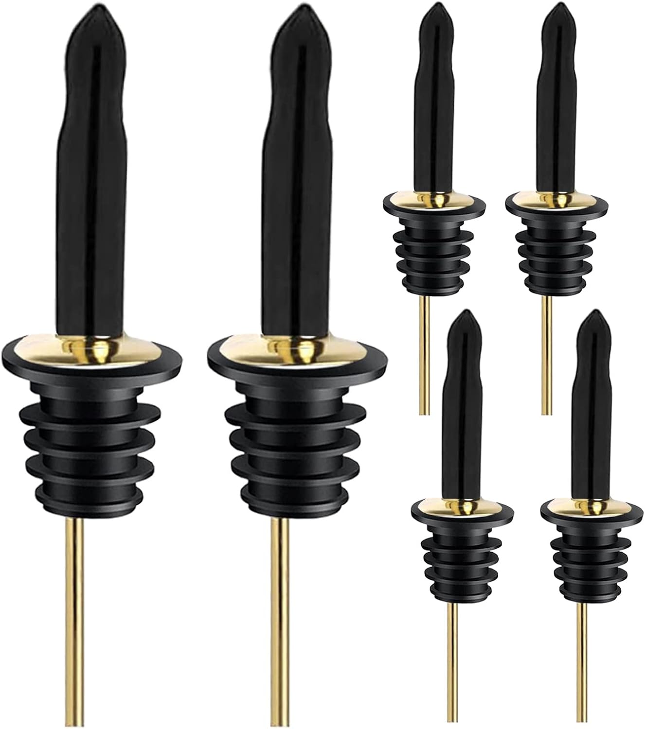 Pafusen 6 Pack Liquor Bottle Pourers, Liquor Pour Spout for Liquor Bottles, Stainless Steel Olive oil Dispenser Spout, Alcohol Pourer Spouts Dust Caps Covers Fixed, Sliver