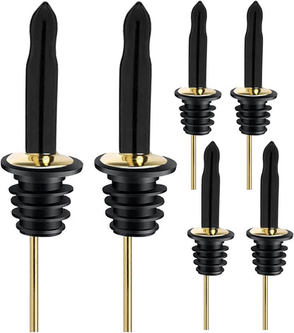 Pafusen 6 Pack Liquor Bottle Pourers, Liquor Pour Spout for Liquor Bottles, Stainless Steel Olive oil Dispenser Spout, Alcohol Pourer Spouts Dust Caps Covers Fixed, Sliver